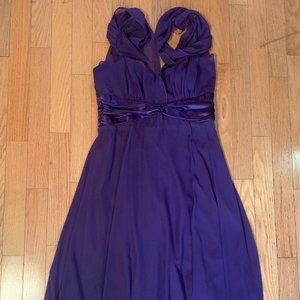 Deep Purple Chiffon Halter Dress